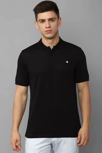 Buy Men Black Solid Polo Neck T-shirt Online - 885829 | Louis Philippe