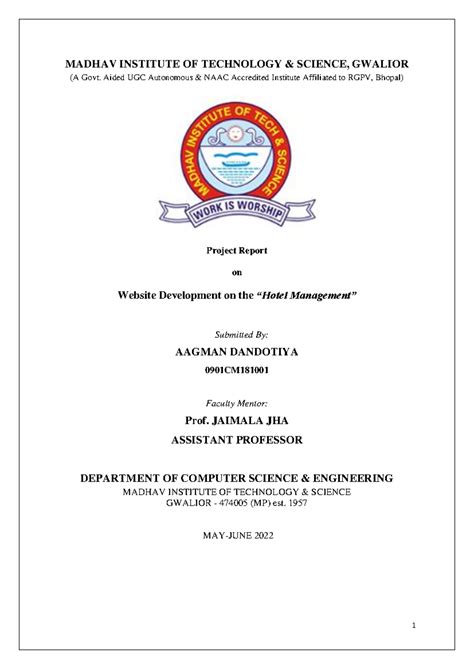 Final Project Report (0901CM) - Website Dev for Hotel Management - Studocu