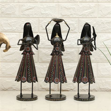 Buy VEDAS Mystical Indiana Set of 3 Metal Doll Figurines from Vedas at ...