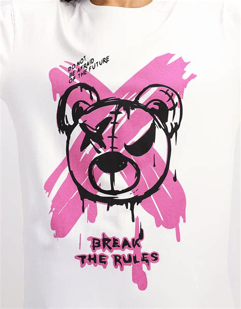 Break Rules White Graphic Printed Oversized T-Shirt – Juneberry