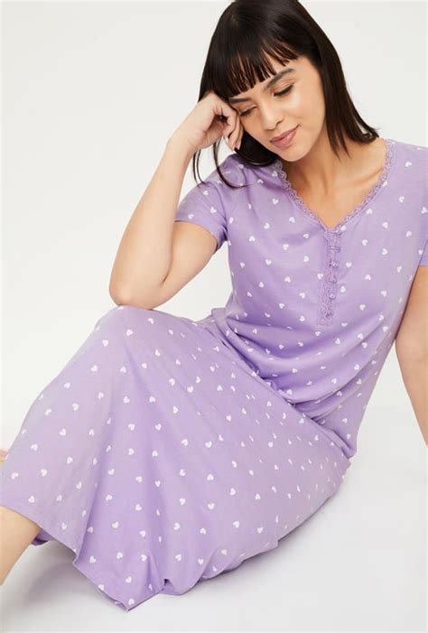 Women Heart Printed Nightgown