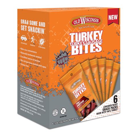 Old Wisconsin Quick Protein Turkey Sausage Snack Bites, Gluten Free ...