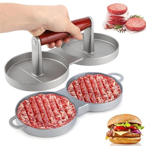 Buy VATTU Aluminum Double Burger Press Patty Maker Round Shape ...