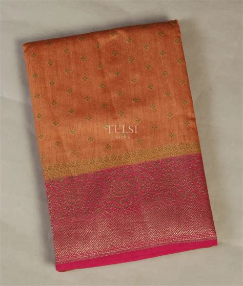 Buy Rust Banaras Tussar Saree T502545