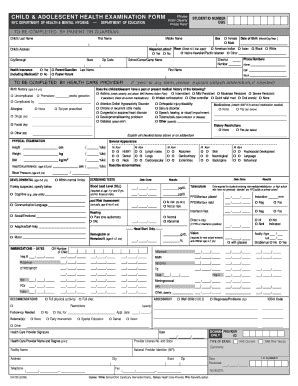 NYC Child & Adolescent Health Examination Form - Blank Fillable ...