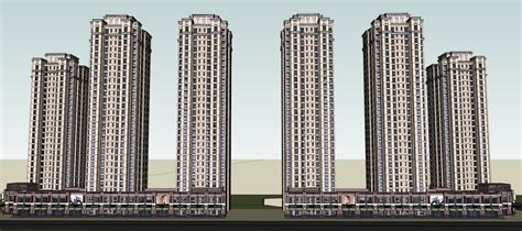 高层住宅楼和底层商业，现代主义风格，28层 - archgo.cn