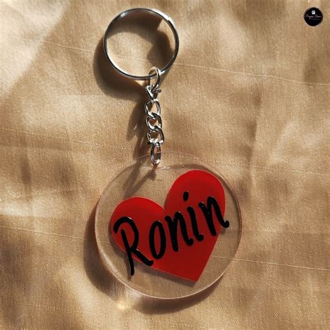 Red Heart Acrylic Keychain – Custom Name in Black - Free Shipping ...
