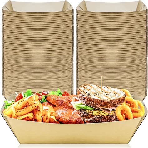Amazon.com: MotBach 80 Pack 2lb Kraft Paper Food Boat Trays Disposable ...