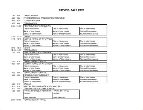 Interview Schedule Template 的图像结果