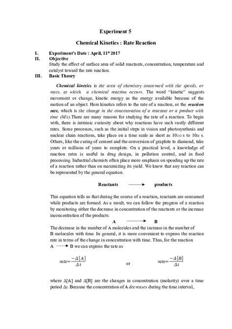 Image result for Reaction Kinetics Experiments