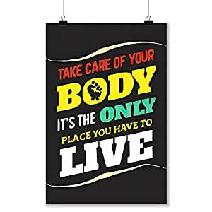 wallpics® Gym Motivational Waterproof Vinyl Sticker Poster | (24X18 ...