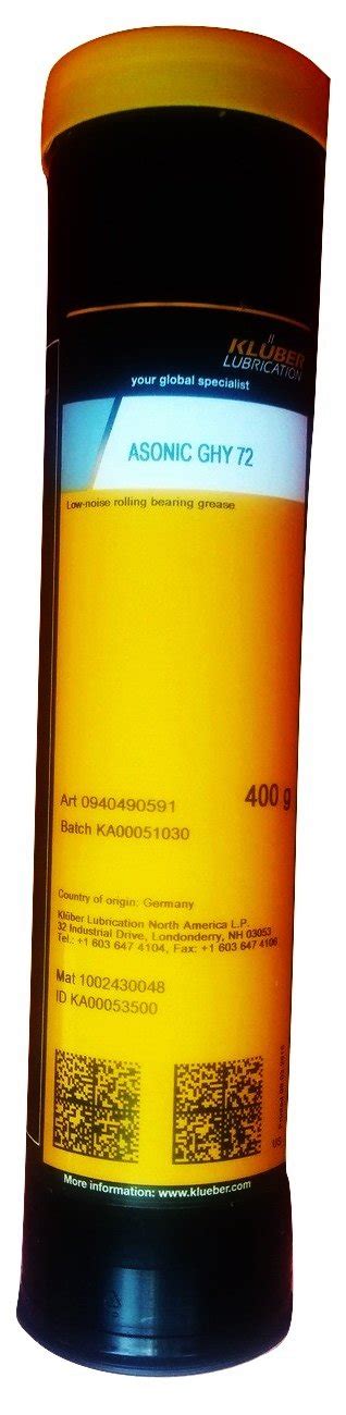 Kluber Asonic GHY 72 400g Cartridge: Amazon.in: Industrial & Scientific