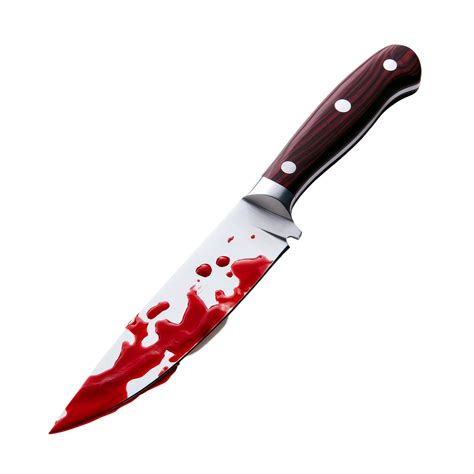 A kitchen knife with blood dripping on a clean transparent background ...