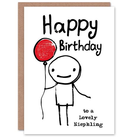 Happy Birthday to a Lovely Niephling Stick Figure Red Balloon Simple ...