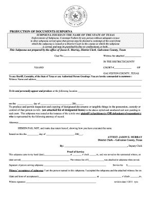 Production Of Documents Subpoena - The Galveston County ... - Co ...