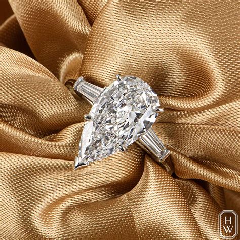 Harry Winston Platinum Pear Cut Diamond Ring 2.67ct E/FL | Rich Diamonds