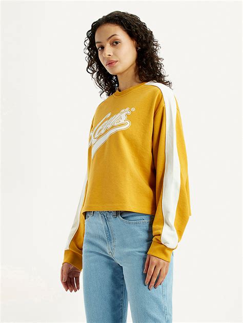 Women's Brand Logo Yellow Crew Neck Sweatshirt – Levis India Store