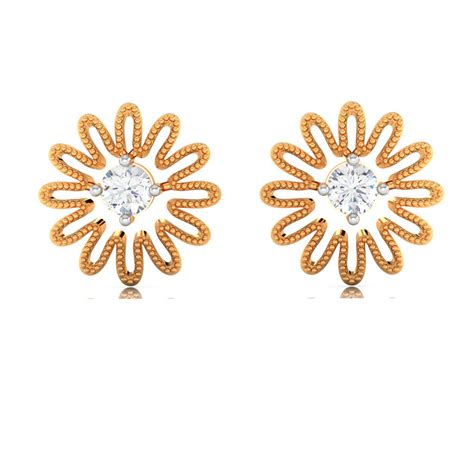 Buy Exclusive 18K Flower Shape Gold Diamond Ear Top | at PC Chandra – P ...