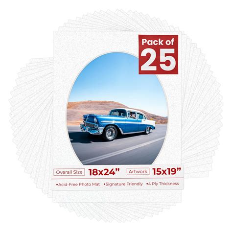 Oyster Shell White Mat Board for 18x24 Frames - Oval Opening for 15x19 ...