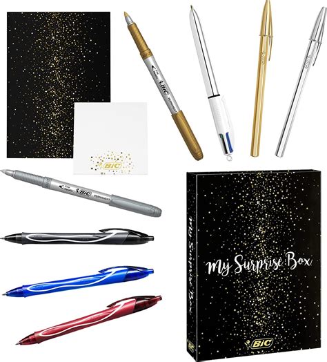 BIC My Surprise Box Gift Set of 14 Writing Products, 4 Ballpoint Pens ...