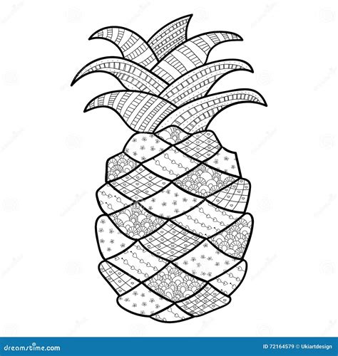Pineapple Adult Coloring Page. Cartoon Vector | CartoonDealer.com #71695615
