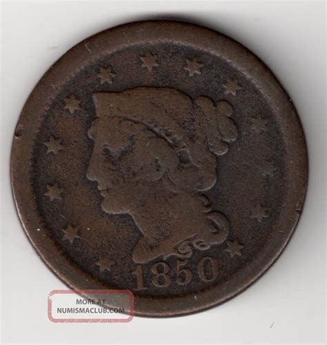 1850 1c Braided Hair Cent