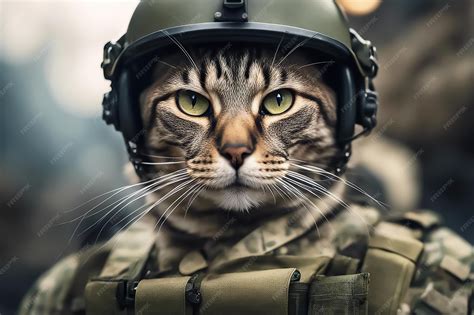 Premium Photo | Cat soldier Cat in military uniform Military cat in a ...