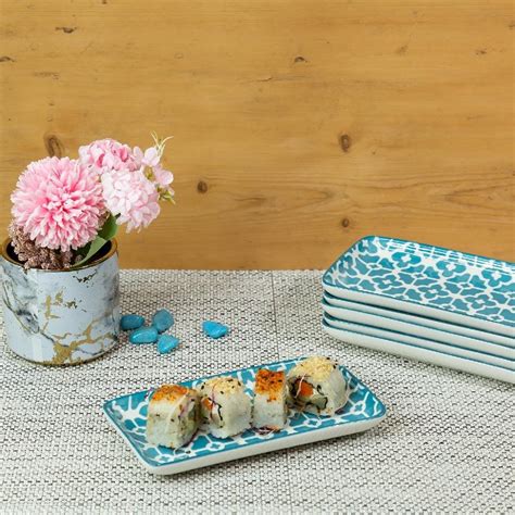 Glazed Sky Blue 7 Inch Rectangle Ceramic Plates (Set of 6) – EZ Life