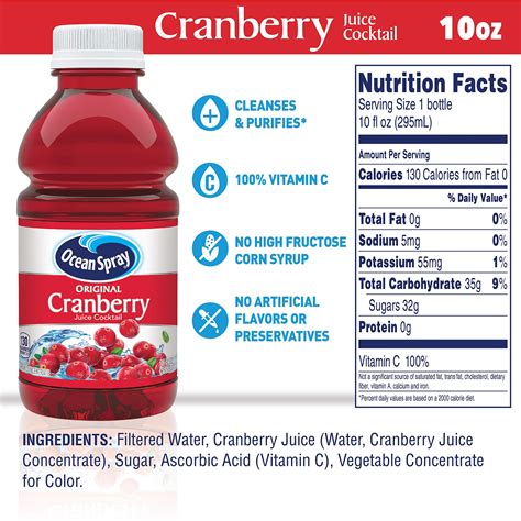 Ocean Spray Cranberry Juice Nutrition Label
