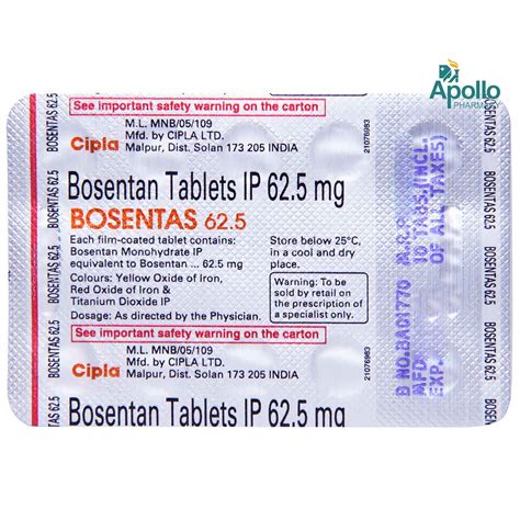 Bosentas 62.5 Tablet 10's Price, Uses, Side Effects, Composition ...