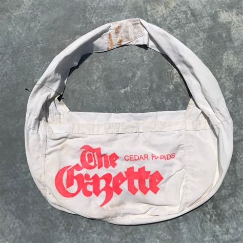 60's 70's The Gazette ニュースペーパーバッグ コットン キャンバス ホワイト OLD 希少 | agito vintage