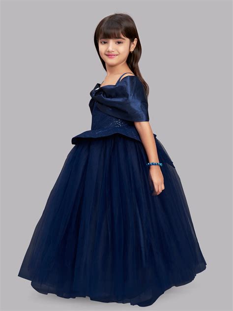 Navy Blue Sequins Bow Gown – Pink Chick
