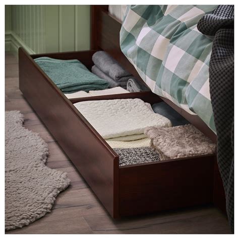 SONGESAND bed frame with 4 storage boxes, brown, 180x200 cm (707/8x783 ...