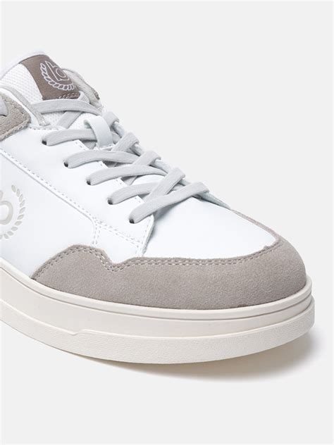 Franc White & Beige Suede Sneakers – bugatti Shoes India