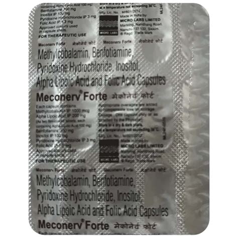 Meconerv Forte Strip Of 15 Capsules: Uses, Side Effects, Price & Dosage ...