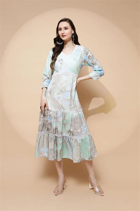 Blue Rayon Blend Regular Fit Dress – Global Republic