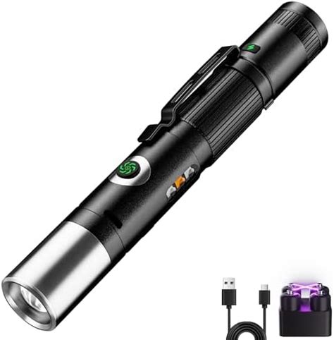 Pen Light Flashlight Rechargeable 600 Lumens,7-Mode Zoomable EDC Led ...
