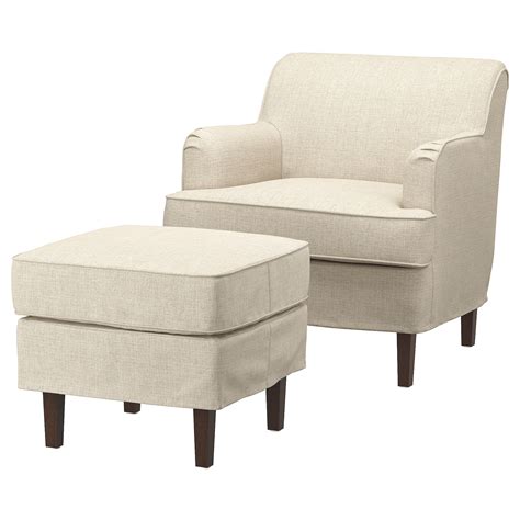 ROCKSJÖN armchair with footstool, Kilanda light beige - IKEA