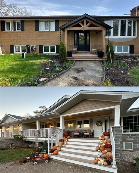 Raised Ranch Makeover! | Split level house exterior, Split foyer ...