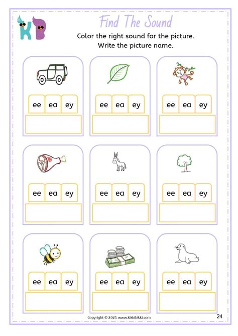 Spellings for ee-ea-ey words | Free Phonics Printable Worksheets