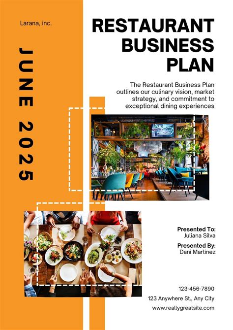 Free printable restaurant business plan templates | Canva