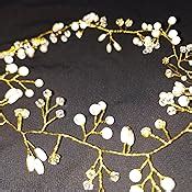 Buy Ziory 1pc Golden Fashion Hand Made Headdress (50 cm) Crown Pearl ...