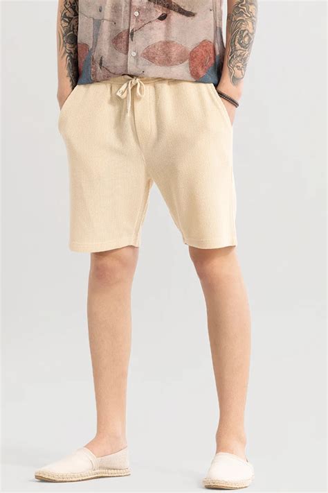 Shop Online Snitch Tectoneer Regular Fit Beige Shorts | – SNITCH