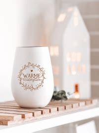 Windlicht-Kranz mit Schriftzug „Warme Wintergrüße“
