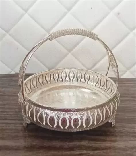 Brass Tray - German Silver Round Tray For Manufacturer from Moradabad