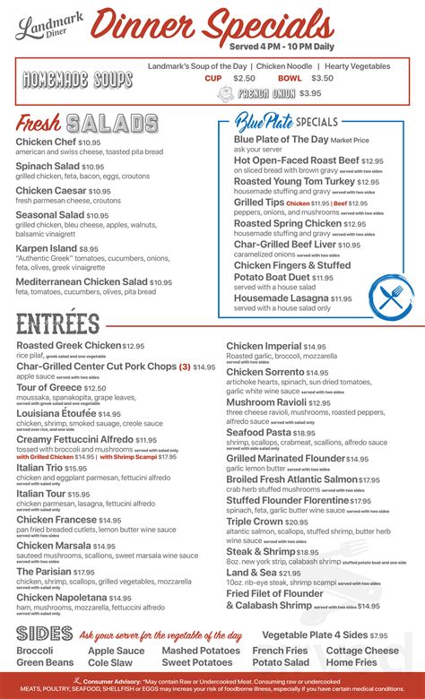 Menu for Landmark Restaurant Diner in Charlotte, NC | Sirved