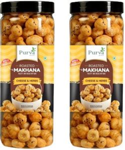 Purva BITES Crunchy Roasted Makhana|Non-Fried| Cheese & Herbs Flavoured ...