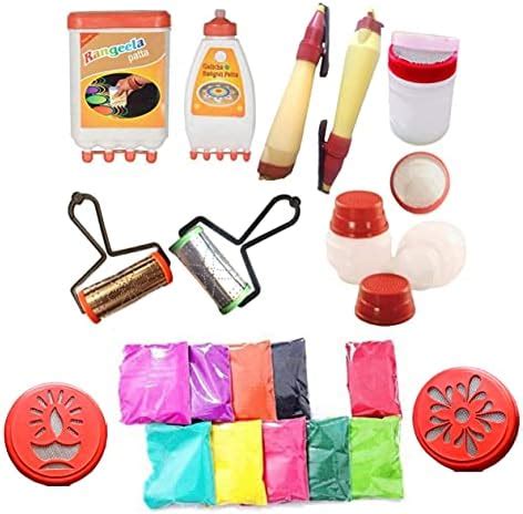 Buy A Complete MDF Wood Rangoli Tool Kit with Rangoli Colours for ...