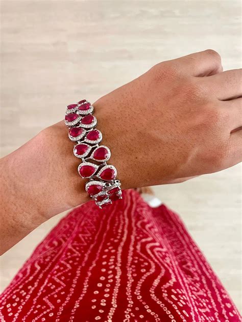 Double Layered Drop Ruby Diamond Setting Statement Choker Set – PRERTO ...