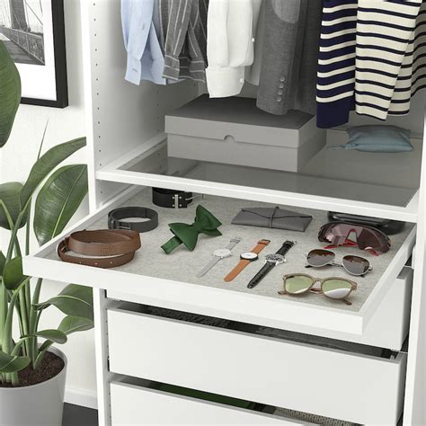 KOMPLEMENT pull-out tray with drawer mat, white/light grey, 75x58 cm ...